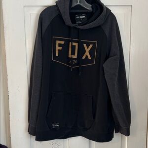 Fox Racing Men’s Pullover Hoodie Black XXL Distressed Grunge Streetwear Casual